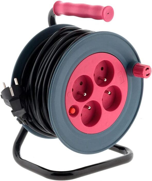 Mini enrouleur 12m 2 USB + 3 prises 16A – Image 2